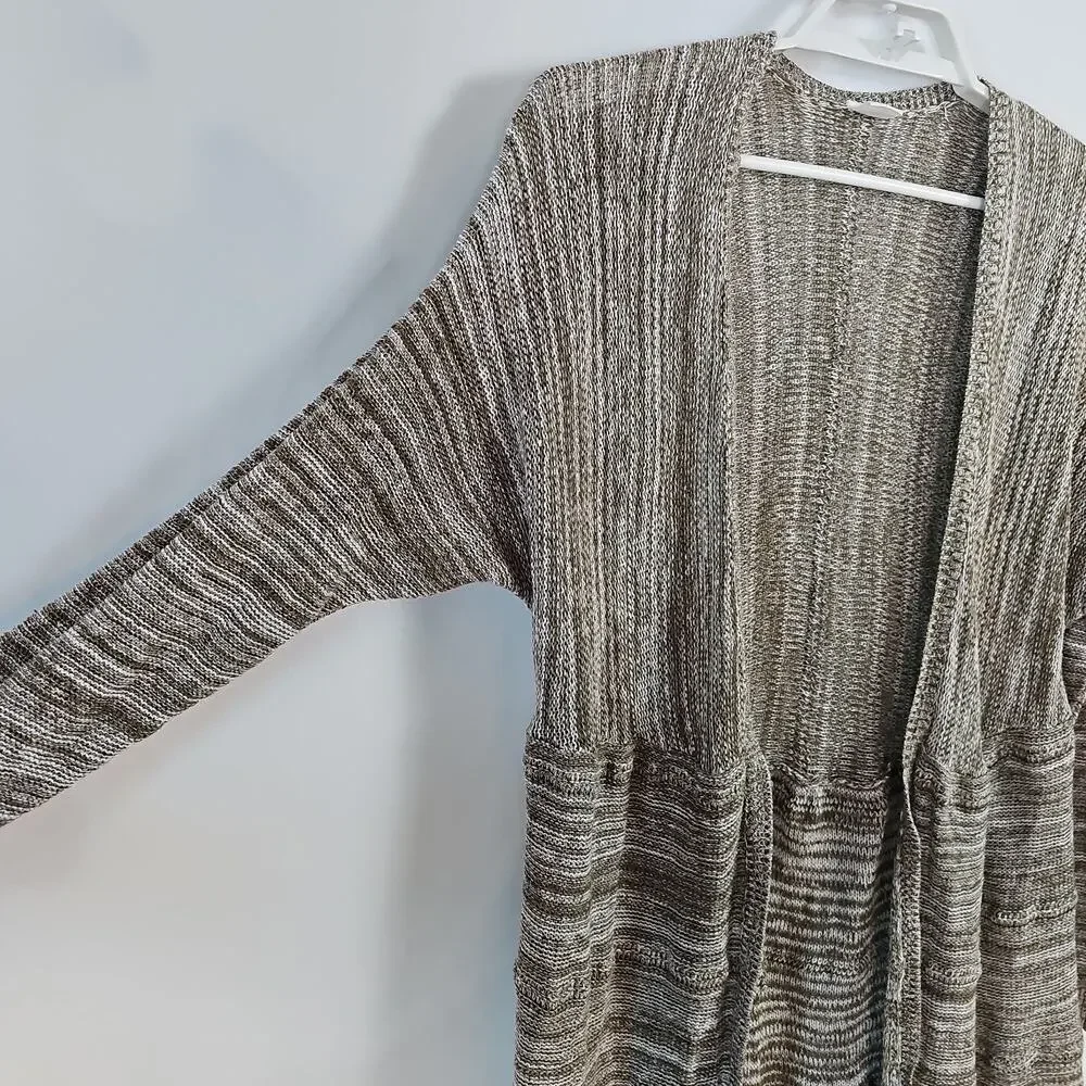 Wild Pearl Women Size Small Green Open Front Waffle Knit Cardigan Sweater/Cotton